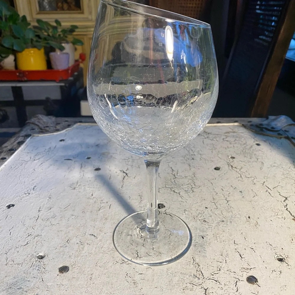 Pier 1 Crackle Angled Red Wine Goblet 18 oz